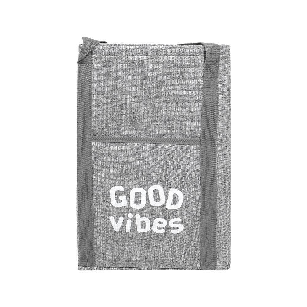 ถังผ้าเหลี่ยมหูหิ้ว PLIM GOOD VIBES สีเทา