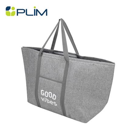 ถังผ้าเหลี่ยมหูหิ้ว PLIM GOOD VIBES สีเทา_0