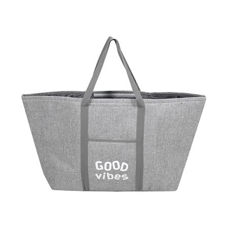 ถังผ้าเหลี่ยมหูหิ้ว PLIM GOOD VIBES สีเทา_2