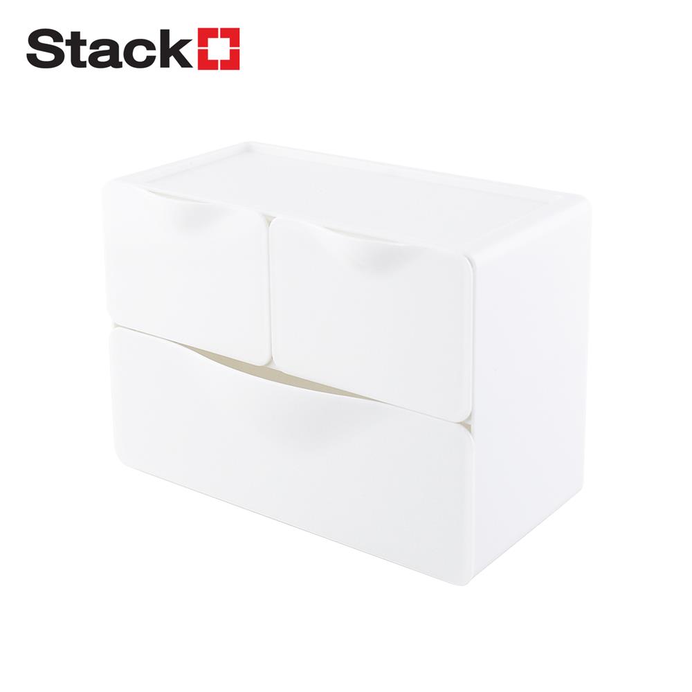 กล่องลิ้นชักเล็ก 3 ช่อง STACKO 20X14.3X9.5 ซม. สีขาว