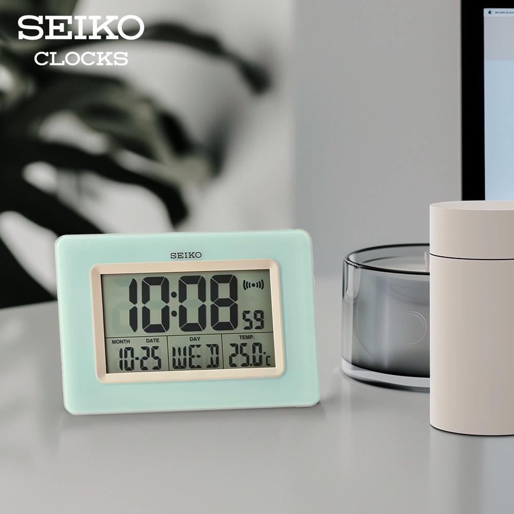 นาฬิกาดิจิทัล SEIKO CLOCKS QHL058L 7X10 นิ้ว สีฟ้า