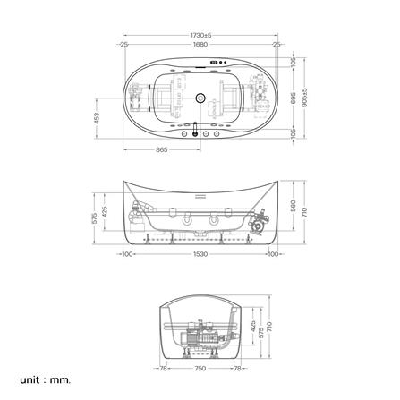 อ่างอาบน้ำ CRISTINA CASA II 1739042+(SKIRT) FWP 173 ซม. สีขาว_2