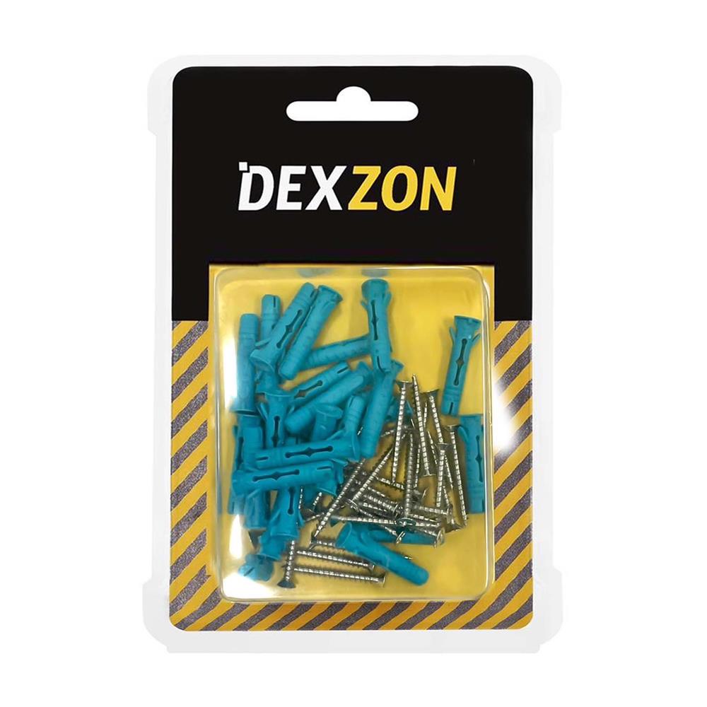 พุกอิฐมวลเบาพร้อมสกรู DEXZON เบอร์ 7 แพ็ก 25 ชิ้น สีเขียว