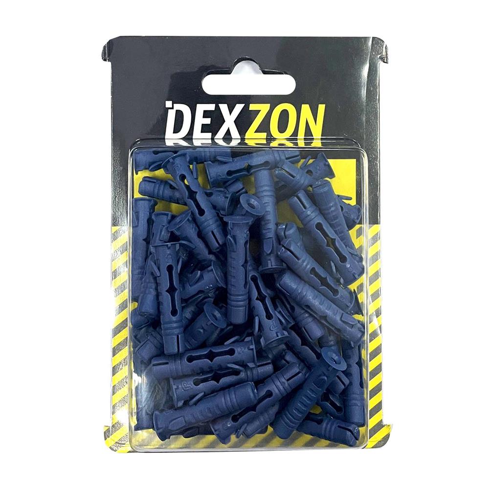 พุกอิฐมวลเบา DEXZON เบอร์ 8 แพ็ก 50 ชิ้น สีน้ำเงิน