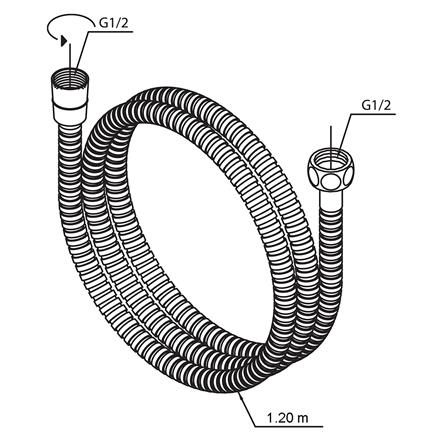 สายฝักบัวสเตนเลส 120 ซม. NOVABATH NVB-HOSE-001S_1