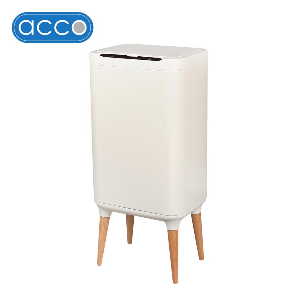 ถังขยะอัจฉริยะพร้อมขาไม้ ACCO 13 ลิตร สีครีม_1
