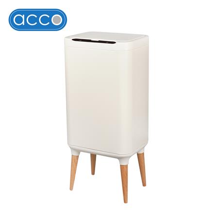 ถังขยะอัจฉริยะพร้อมขาไม้ ACCO 13 ลิตร สีครีม_0