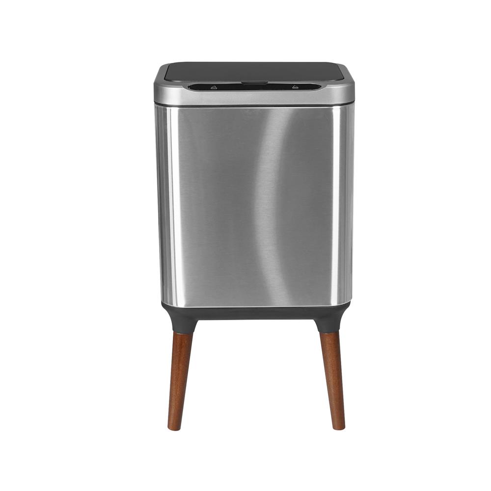 ถังขยะอัจฉริยะพร้อมขาไม้ ACCO 9 ลิตร สีเงิน