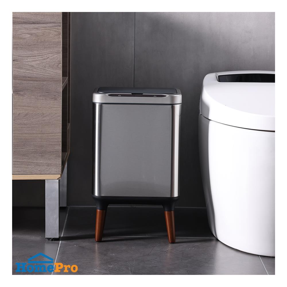 ถังขยะอัจฉริยะพร้อมขาไม้ ACCO 9 ลิตร สีเงิน