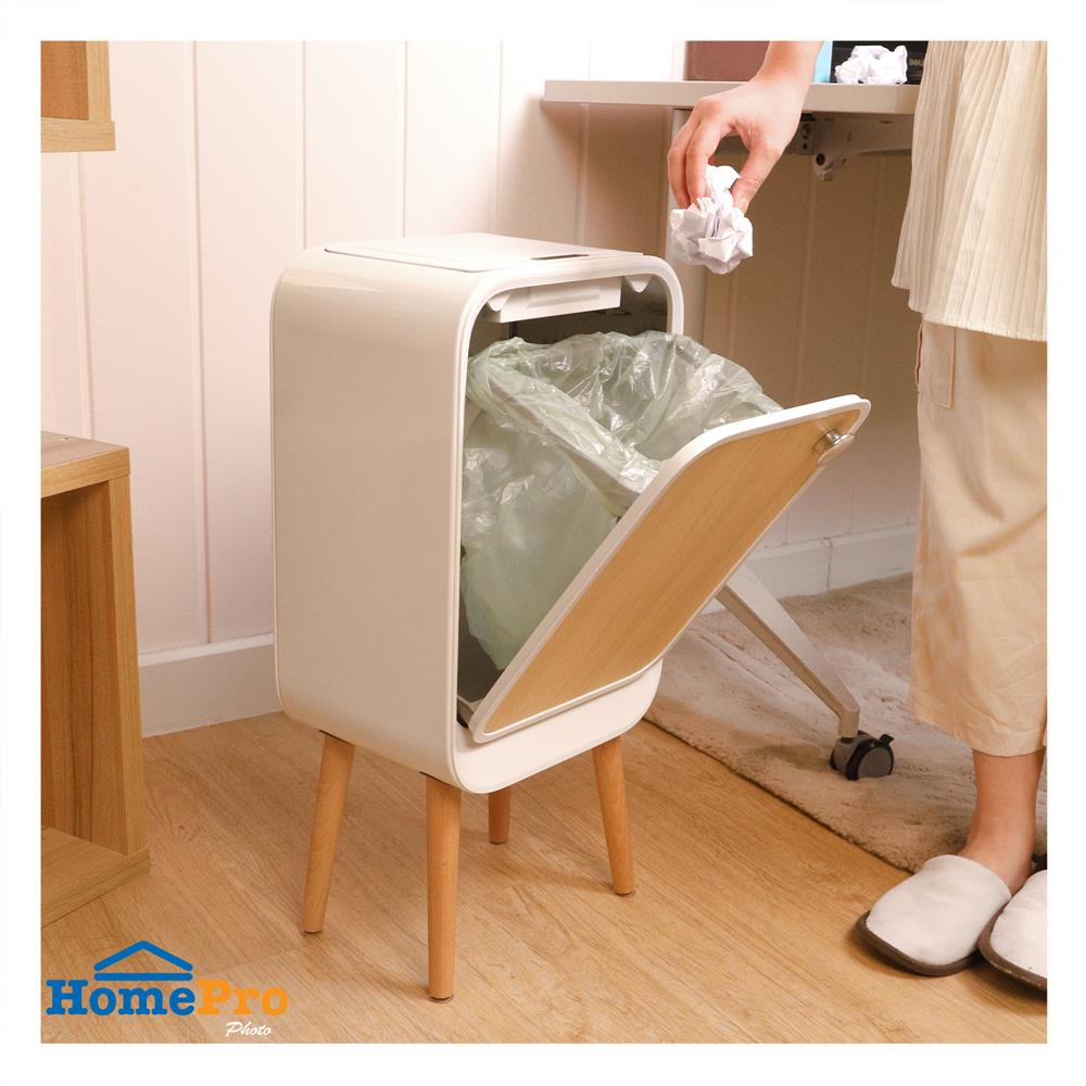 ถังขยะพร้อมขาไม้ ACCO SENSOR 20 ลิตร สีไวท์โอ๊ค