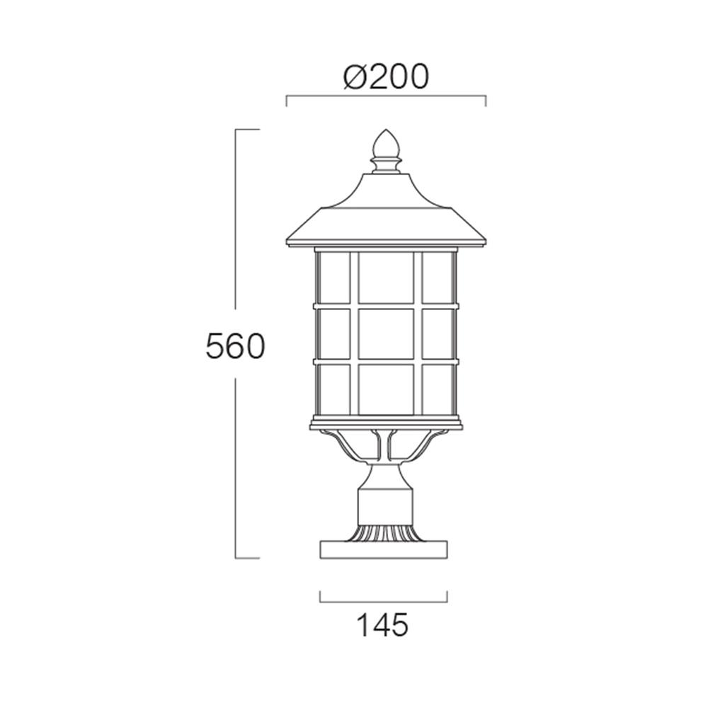 ไฟหัวเสา L&E 36-01975 สีดำ