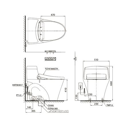 สุขภัณฑ์ 1 ชิ้น พร้อมฝารองนั่งอัตโนมัติ TOTO CW923SW6 4.8 ลิตร สีขาว_4