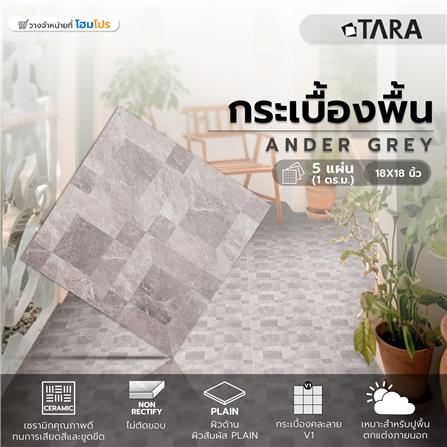 กระเบื้องพื้น 18x18 นิ้ว TARA แอนเดอร์ สีเทา PM 1 ตร.ม._5