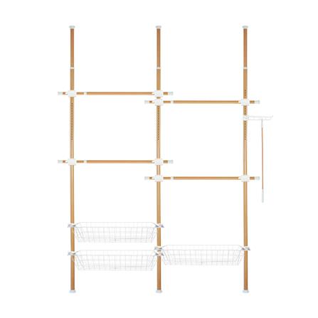 ราวแขวนผ้า 4 ราวแขวน 3 ตะกร้า TUGU R64M ลายไม้_0