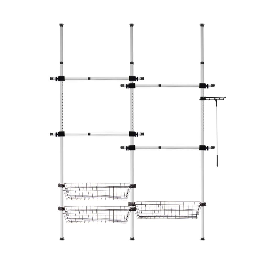 ราวแขวนผ้า 4 ราวแขวน 3 ตะกร้า TUGU R64W สีขาว_1