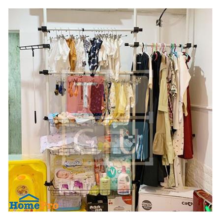 ราวแขวนผ้า 4 ราวแขวน 3 ตะกร้า TUGU R64W สีขาว_2