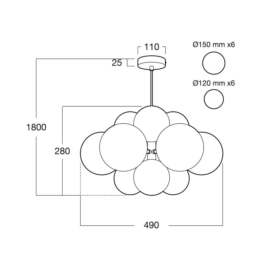 ไฟช่อ L&E 01-03107 สีชา/ดำ 12 หัว