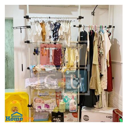 ราวแขวนผ้า 4 ราวแขวน 3 ตะกร้า TUGU R64PW สีขาว_2