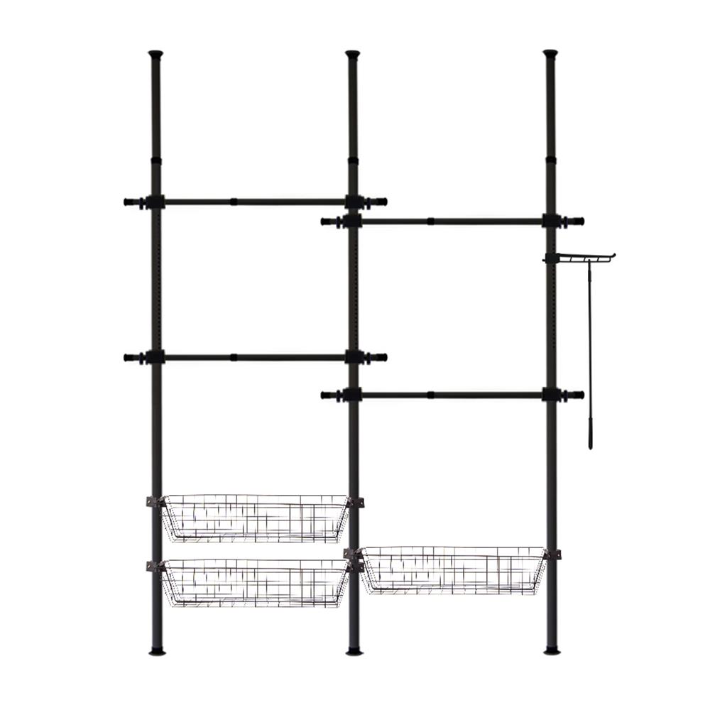 ราวแขวนผ้า 4 ราวแขวน 3 ตะกร้า TUGU R64B สีดำ_1