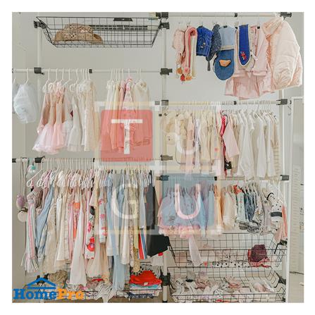 ราวแขวนผ้า 5 ราวแขวน 4 ตะกร้า TUGU R59PW สีขาว_2