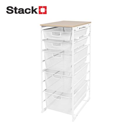 ชั้นลิ้นชัก 5 ชั้น พร้อม TOP ไม้ STACKO FLEXI 35.6x51.4x90 ซม. สีขาว_1