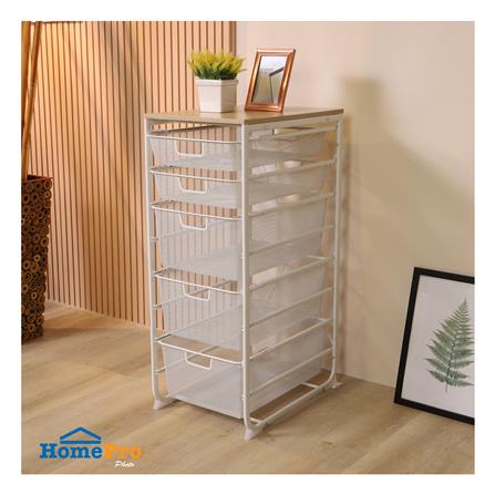 ชั้นลิ้นชัก 5 ชั้น พร้อม TOP ไม้ STACKO FLEXI 35.6x51.4x90 ซม. สีขาว_5