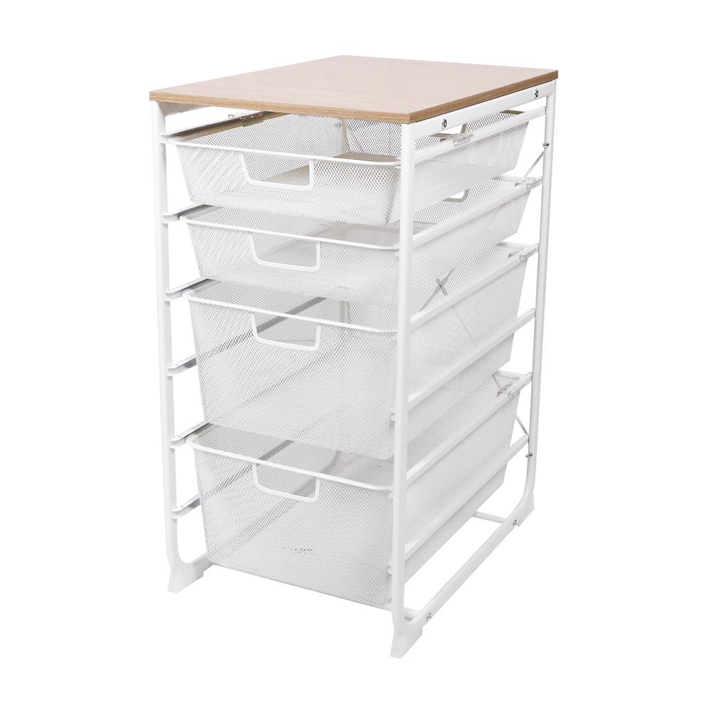 ชั้นลิ้นชัก 4 ชั้น พร้อม TOP ไม้ STACKO FLEXI 35.6x51.4x69.7 ซม. สีขาว_1