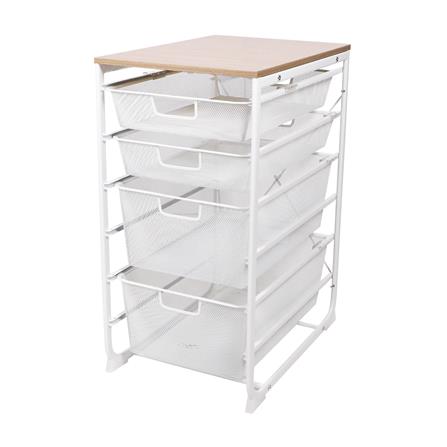 ชั้นลิ้นชัก 4 ชั้น พร้อม TOP ไม้ STACKO FLEXI 35.6x51.4x69.7 ซม. สีขาว_0