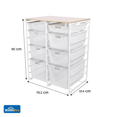 ชั้นลิ้นชัก 4 ชั้น พร้อม TOP ไม้ STACKO FLEXI 70.2x51.4x90 ซม. สีขาว_9