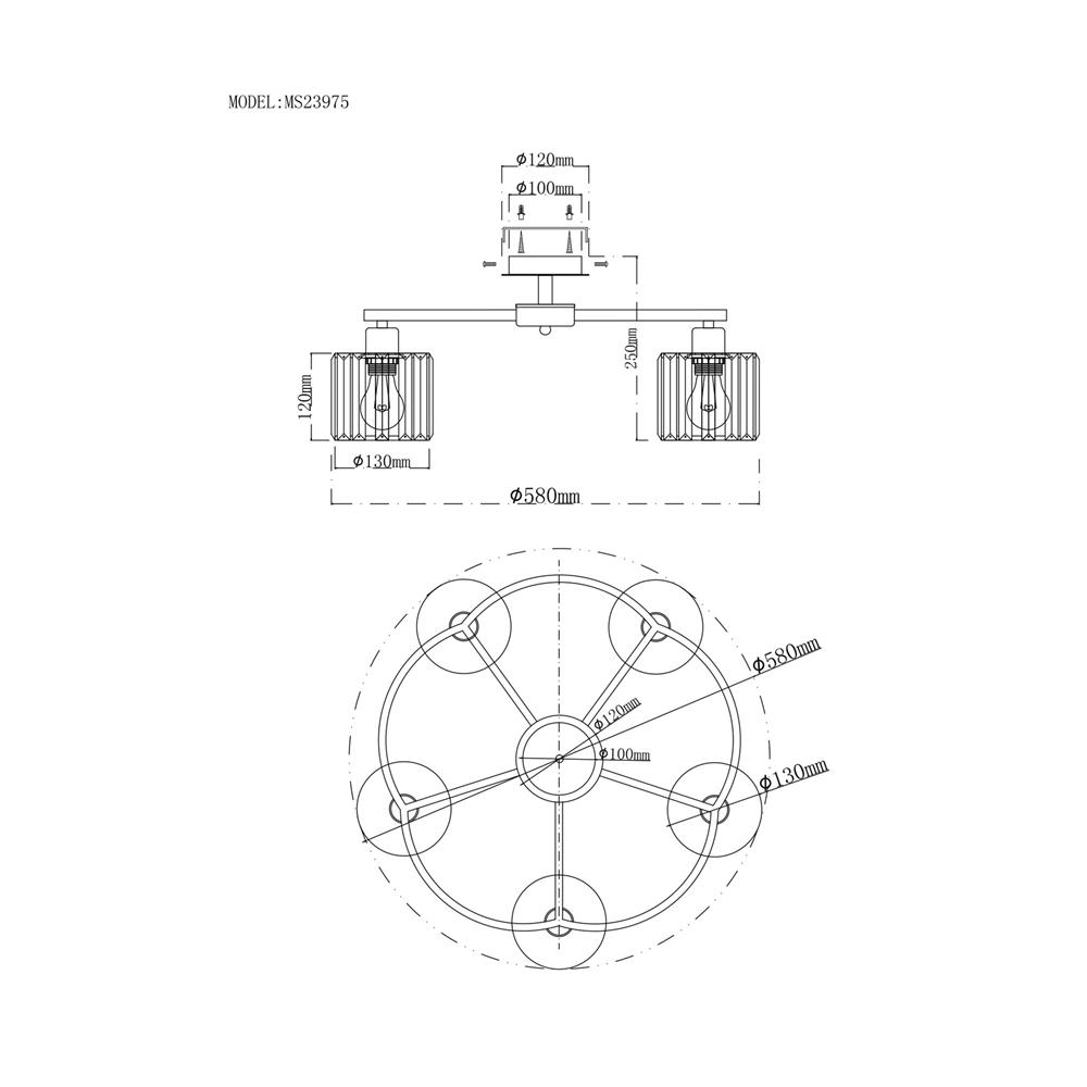ไฟถาด CARINI MS23975 สีทอง/ใส 5 หัว