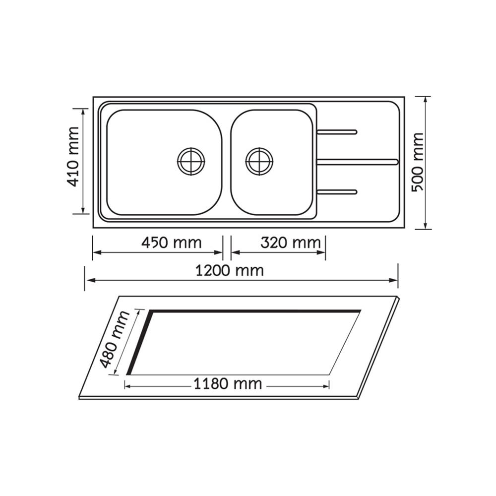 ซิงค์ฝัง 2 หลุม 1 ที่พัก AXIA RIVIERA PRO120 สีเงิน