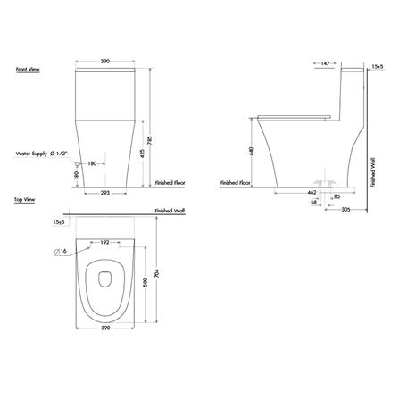 สุขภัณฑ์ 1 ชิ้น NASCO NC-8630S-WA 3/6 ลิตร สีขาว_3
