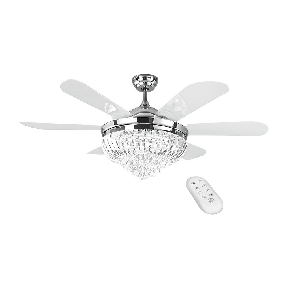 พัดลมโคมไฟ CARINI LED UFO-04-TSV 56 นิ้ว สีขาว/เงิน