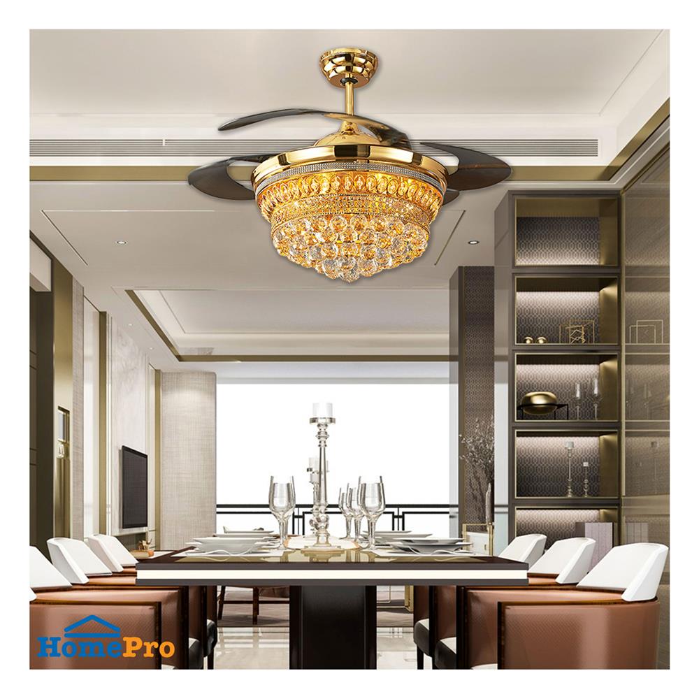 พัดลมโคมไฟ CARINI UFO-02-TRG 46 นิ้ว สีน้ำตาล/ทอง