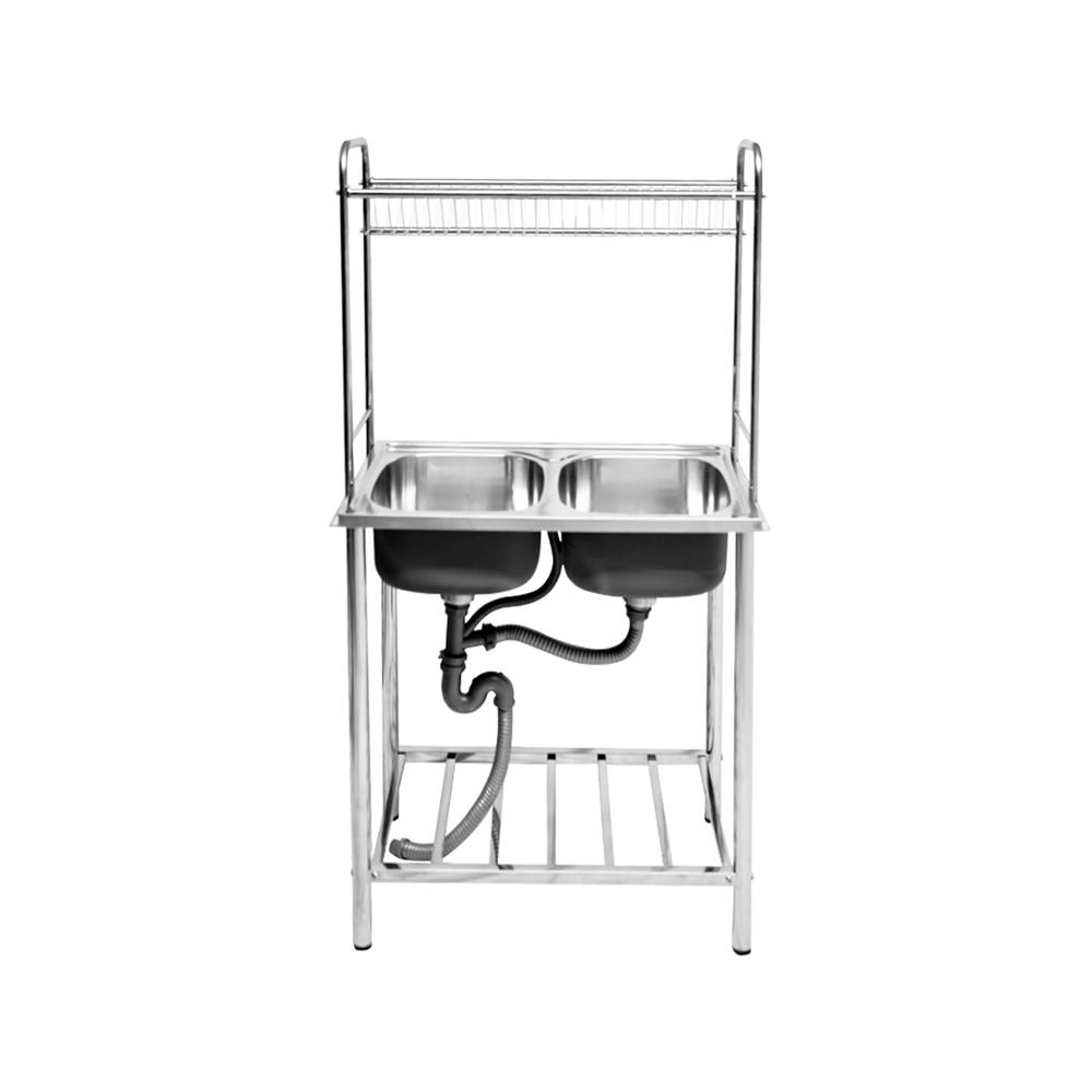 ซิงค์ขาตั้ง 2 หลุม TECNOSTAR TT 8050 RACK สีเงิน