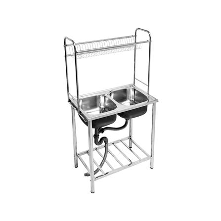 ซิงค์ขาตั้ง 2 หลุม TECNOSTAR TT 8050 RACK สีเงิน_0