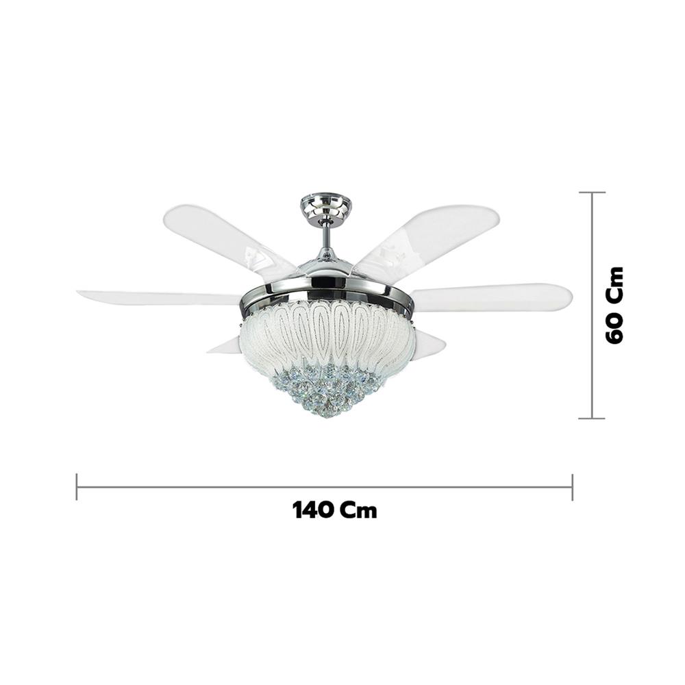 พัดลมโคมไฟ LED CARINI UFO-03-TSV 56 นิ้ว สีขาว/เงิน