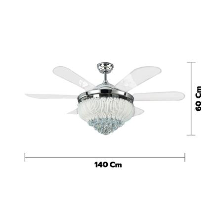 พัดลมโคมไฟ LED CARINI UFO-03-TSV 56 นิ้ว สีขาว/เงิน_4