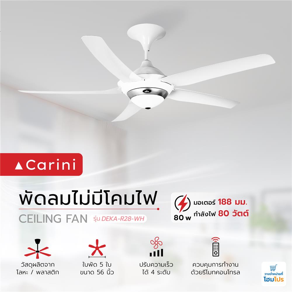 พัดลมไม่มีโคมไฟ CARINI DEKA-R28-WH 56 นิ้ว สีขาว/เงิน
