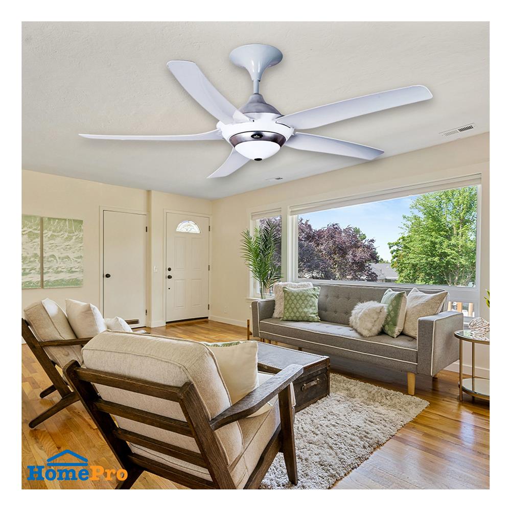 พัดลมไม่มีโคมไฟ CARINI DEKA-R28-WH 56 นิ้ว สีขาว/เงิน