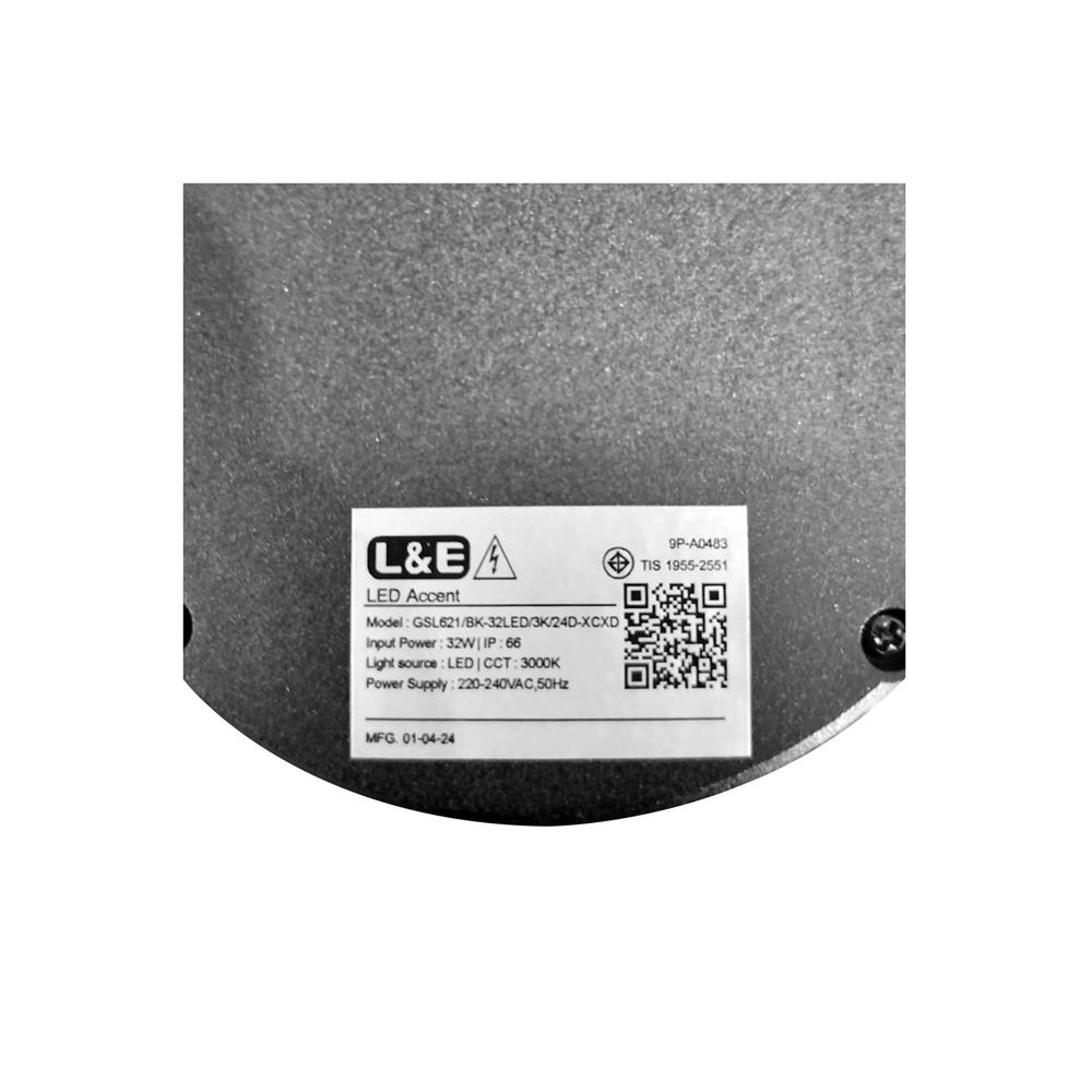 ไฟจัดสวน LED L&E 9P-A0483 32 วัตต์ WARM WHITE สีดำ