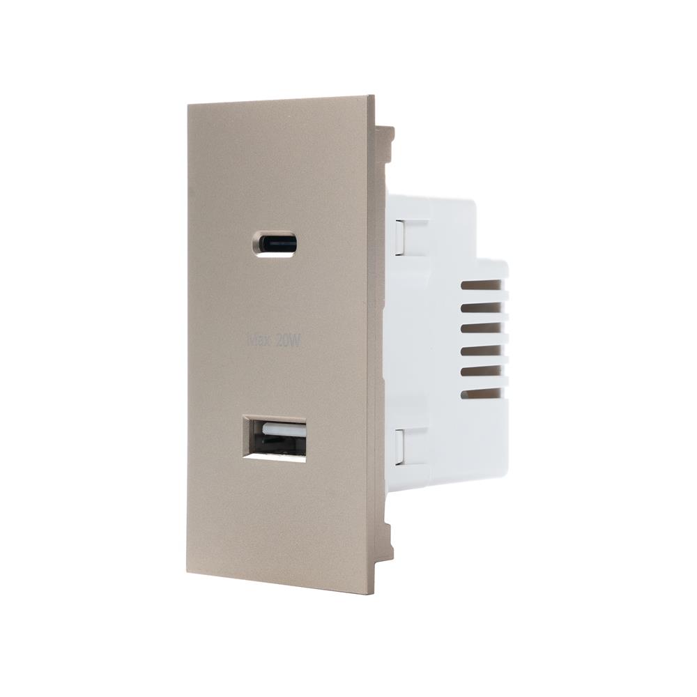 เต้ารับ USB 1 ช่อง TYPE C 1 ช่อง SIMON SIM52S-12CS-G7 สีทอง