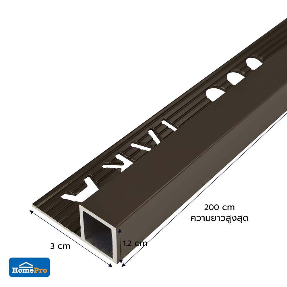 คิ้วอะลูมิเนียมแบบเหลี่ยม TARA 12 มม. 2 ม. สีกราไฟต์