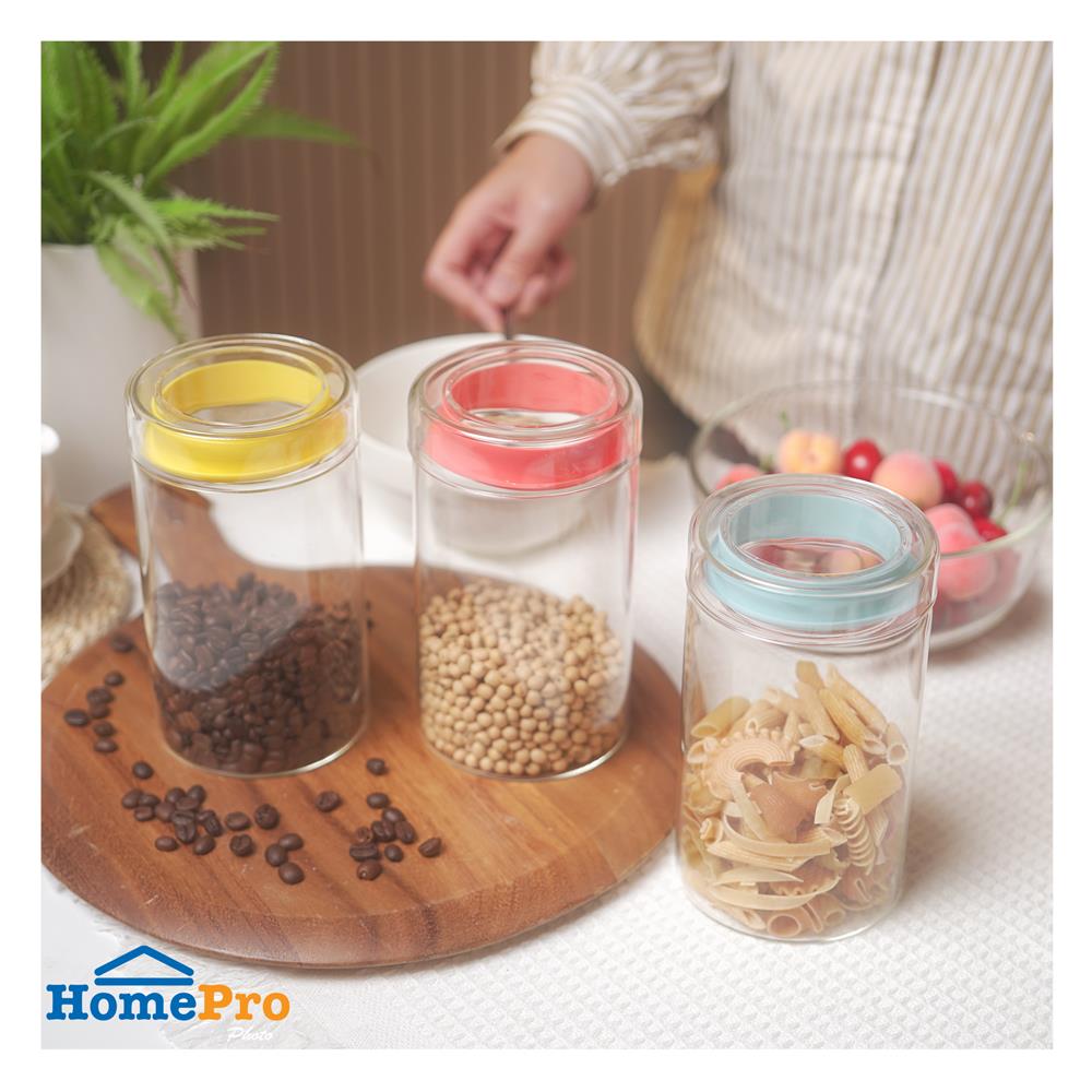 ชุดขวดโหลแก้ว ฝาดึง KECH MILK 1 ลิตร แพ็ก 3 ชิ้น หลากสี