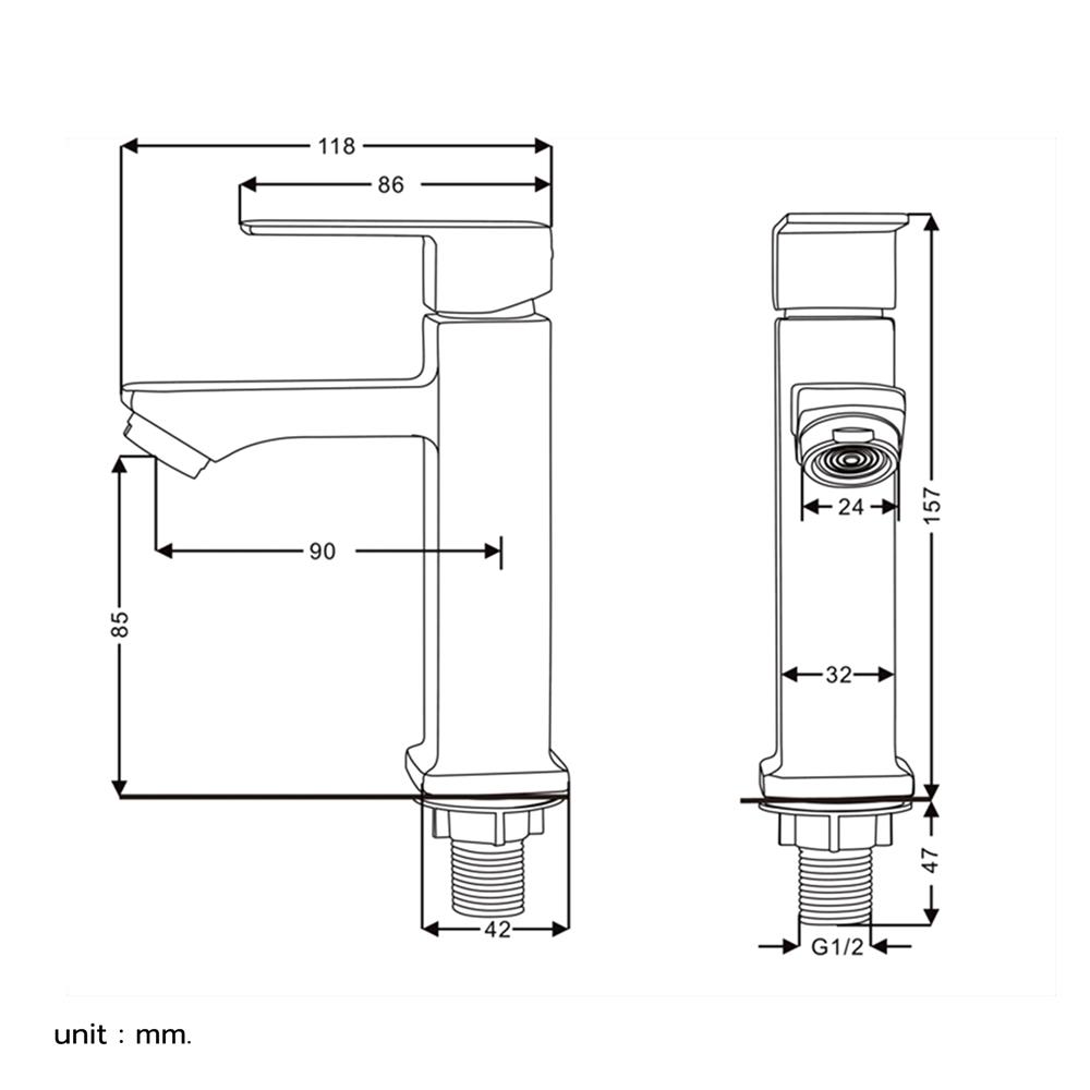 ก๊อกอ่างล้างหน้าเดี่ยว RASLAND RA A121-1234CHR