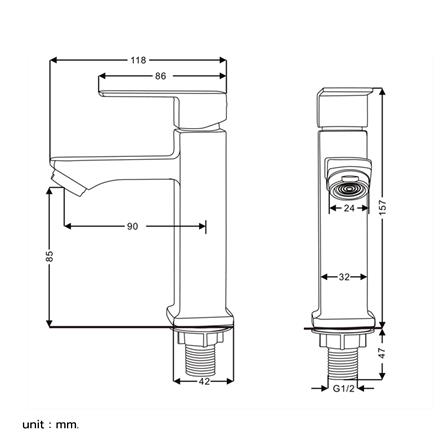ก๊อกอ่างล้างหน้าเดี่ยว RASLAND RA A121-1234CHR_1