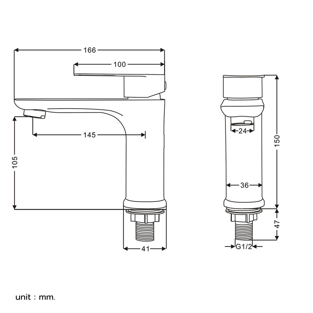 ก๊อกอ่างล้างหน้าเดี่ยว RASLAND RA A121-A222BK