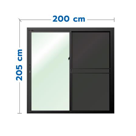 ประตูบานเลื่อน อะลูมิเนียม S-S มุ้ง LYNN OK 200x205 ซม. สีดำ