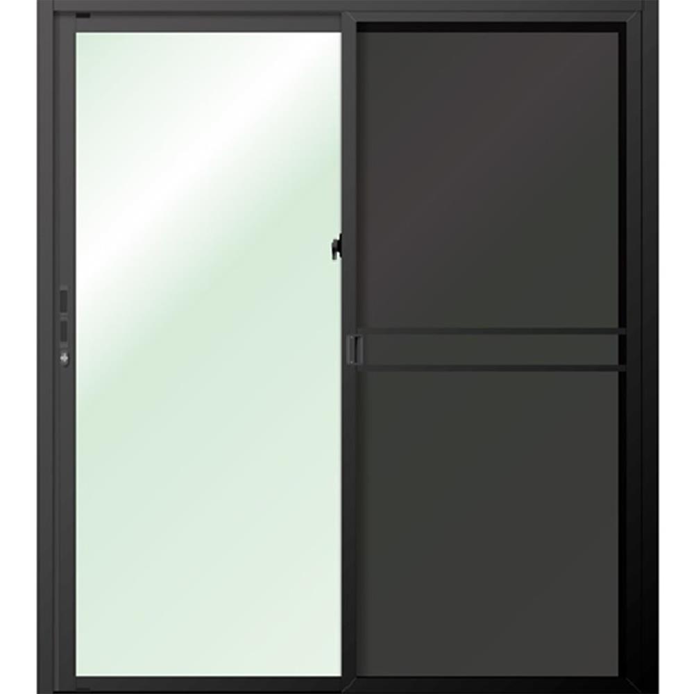 ประตูบานเลื่อน อะลูมิเนียม S-S มุ้ง LYNN OK 180x205 ซม. สีดำ