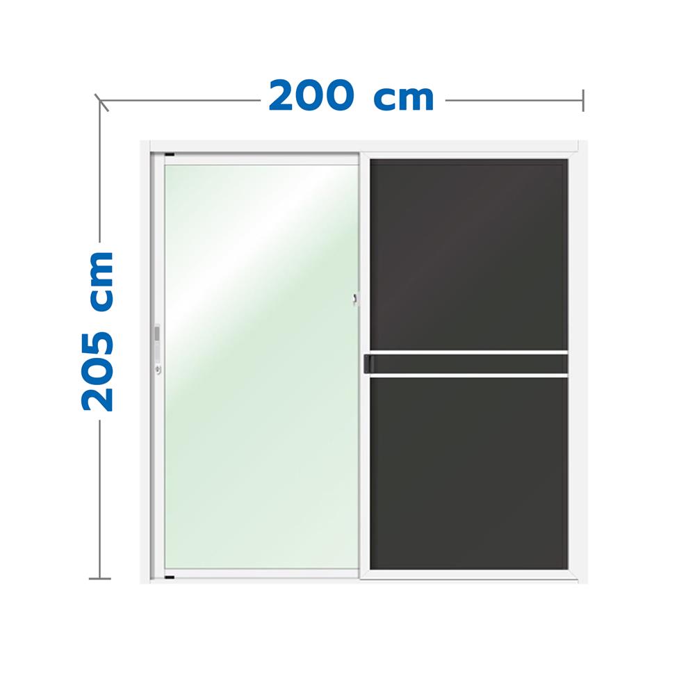 ประตูบานเลื่อน อะลูมิเนียม S-S มุ้ง LYNN OK 200x205 ซม. สีขาว